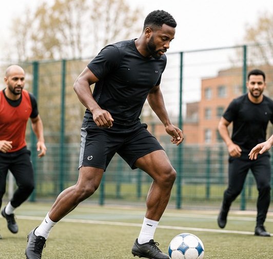 Dads Love CIC fathers and children playing football together